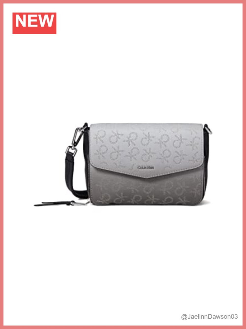 Calvin Klein Ava Novelty Demi Shoulder Bag Textured PVC Flap Closure
